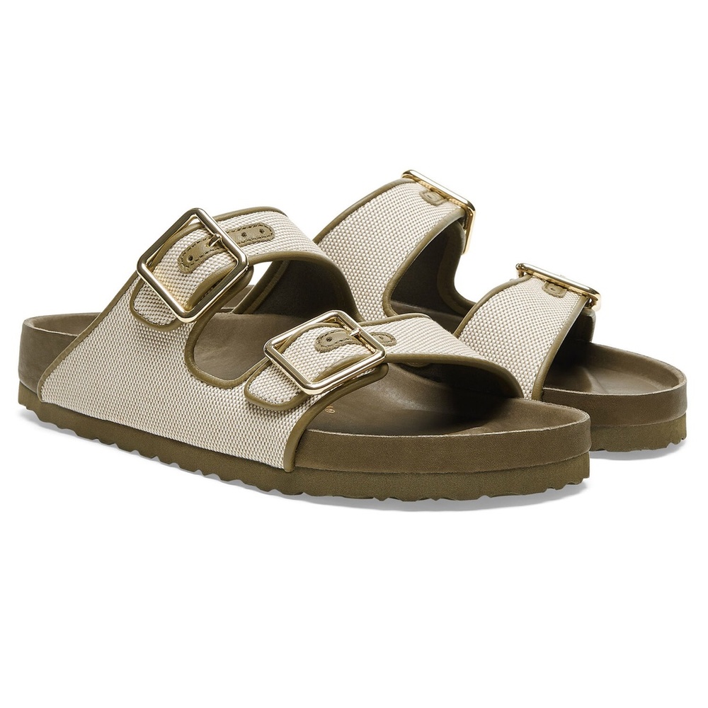 Birkenstock 1774 Arizona French Piping - Dark Olive & Tan Size 40 (9-9.5)